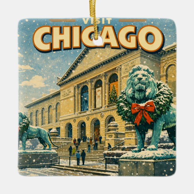Ornement En Céramique Affiche de l'Institut d'Art de Chicago en hiver (Devant)