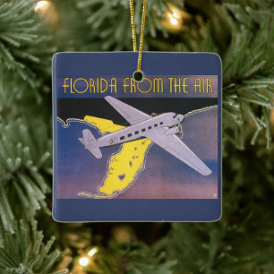 Ornement En Céramique Affiche de voyage vintage, Floride vue du ciel en 