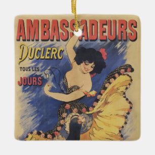 Ornement En Céramique Affiche française vintage Art Nouveau Danseuse
