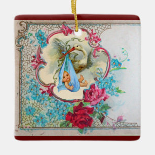 Ornement En Céramique Aigue-marine de bleu de la DOUCHE 2 de BÉBÉ de