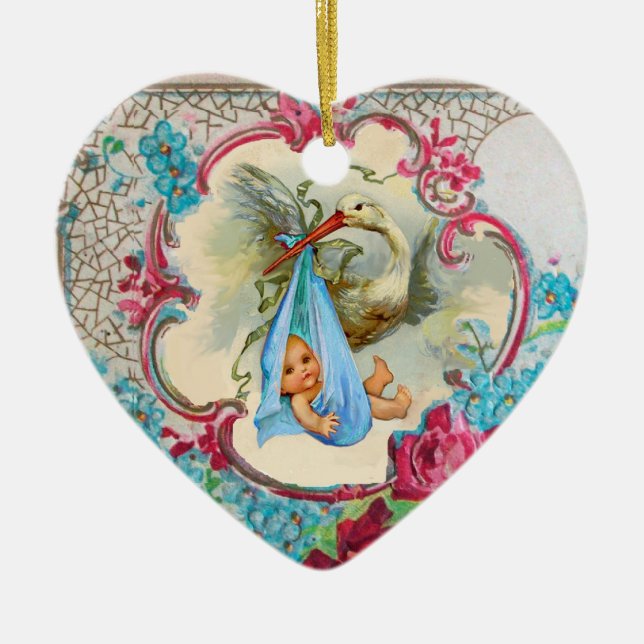 Ornement En Céramique Aigue-marine de bleu de MONOGRAMME de la DOUCHE 2 (Devant)