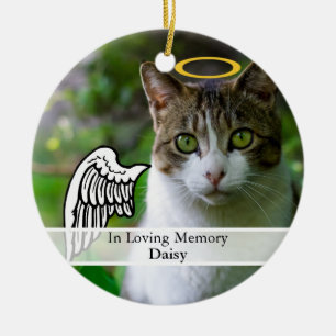 Ornement En Céramique Aile commémorative d'ange d'animal familier et nom