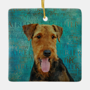 Ornement En Céramique Airedale Terrier Portrait sur Word Art