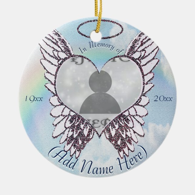 Ornement En Céramique Ajoutez l'ornement commémoratif de la photo | (Devant)