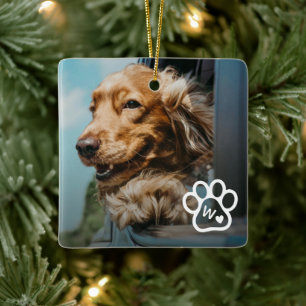Ornement En Céramique Ajoutez Votre Propre Photo Monogramme Chiens Anima