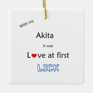 Ornement En Céramique Akita Love Lick Ornament