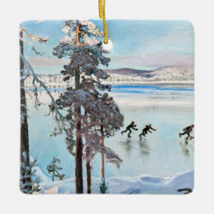 Ornement En Céramique Akseli Gallen-Kallela - Skaters près de Kalela Sho