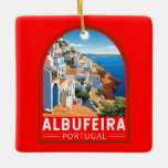 Ornement En Céramique Albufeira Portugal Travel Art Vintage<br><div class="desc">Albufeira design de déplacement vectoriel rétro. Albufeira est une ville côtière dans la région sud de l'Algarve au Portugal. C’est un ancien village de pêcheurs qui est devenu une destination de vacances majeure.</div>