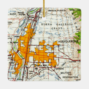 Ornement En Céramique Albuquerque Vintage Topo Map