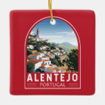 Ornement En Céramique Alentejo Portugal Travel Art Vintage<br><div class="desc">Alentejo conception de déplacement vectoriel rétro. En portugais,  son nom signifie "au-delà du fleuve Tage". L'Alentejo comprend les régions de l'Alto Alentejo et du Baixo Alentejo.</div>