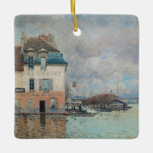 Ornement En Céramique Alfred Sisley - Inondation à Port-Marly 1876 (Devant)