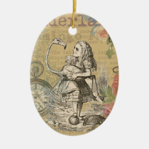 Ornement En Céramique Alice au pays des merveilles Flamant rose classiqu