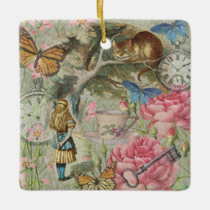 Ornement En Céramique Alice Chat du Cheshire Jardin de l'Arbre au Pays d