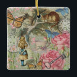 Ornement En Céramique Alice Cheshire Chat Wonderland Tree Garden<br><div class="desc">C'est le classique Alice au pays des merveilles et le Cheshire Cat, comme Alice conversation avec le Cheshire Cat qui est assis dans son arbre. Cette image Alice in Wonderland est basée sur l'image originale Cheshire Cat de la série originale Alice's Adventures in Wonderland de l'illustrateur John Tenniel, rassemblée dans...</div>