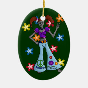 Ornement En Céramique Alien-Action : Hippy Chick Ornament Oval