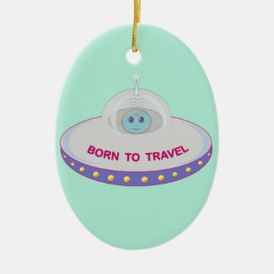 Ornement En Céramique Alien mignon né pour voyager et soucoupe volante