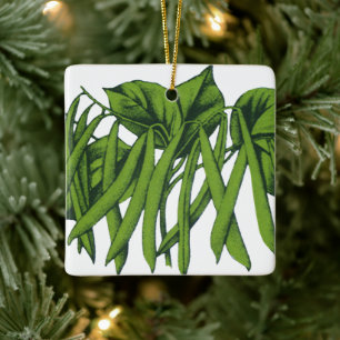 Ornement En Céramique Aliments vintages, haricots verts biologiques Légu