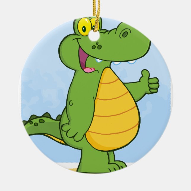 Ornement En Céramique Alligator ou crocodile de sourire (Devant)