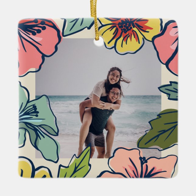 Ornement En Céramique Aloha Hawaiian Flowers (Devant)