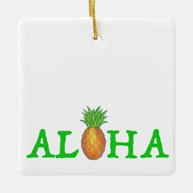 Ornement En Céramique Aloha Tropical Hawaiian Island Pineapple Hawaii (Devant)