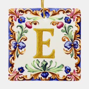 Ornement En Céramique Alphabet doré – Lettre E