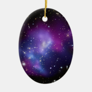 Ornement En Céramique Amas de galaxies noir bleu et violet Photo de l'es