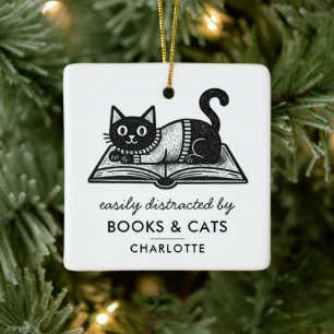 Ornement En Céramique Amateur de livres Chat noir Citation drôle personn