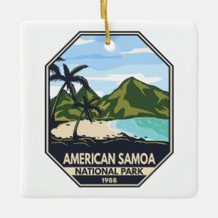 Ornement En Céramique American Samoa National Park Retro Emblem