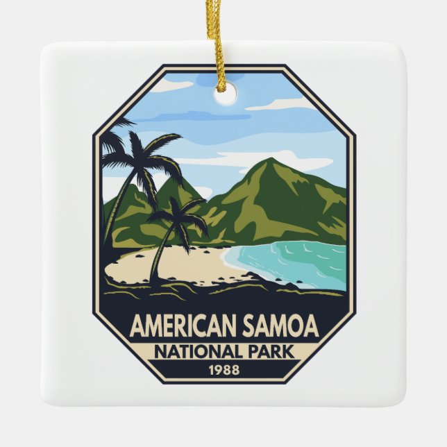 Ornement En Céramique American Samoa National Park Retro Emblem (Devant)