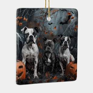 Ornement En Céramique American Staffordshire Chien de nuit d'Halloween