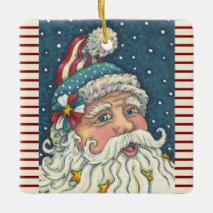 Ornement En Céramique AMERICANA ST. NICK, NOËL VACANCES ORNAMENT Squ