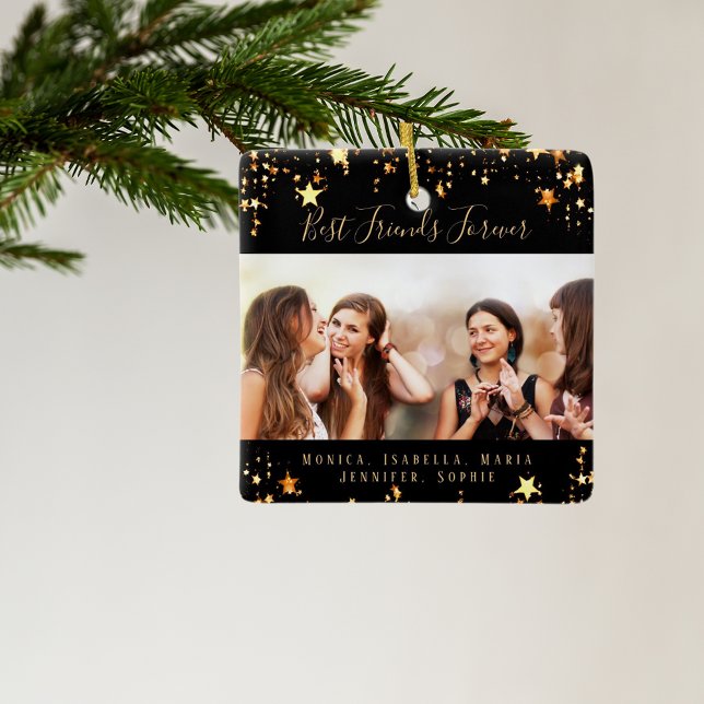 Ornement En Céramique Amis pour toujours noir or étoiles photo (Créateur téléchargé)