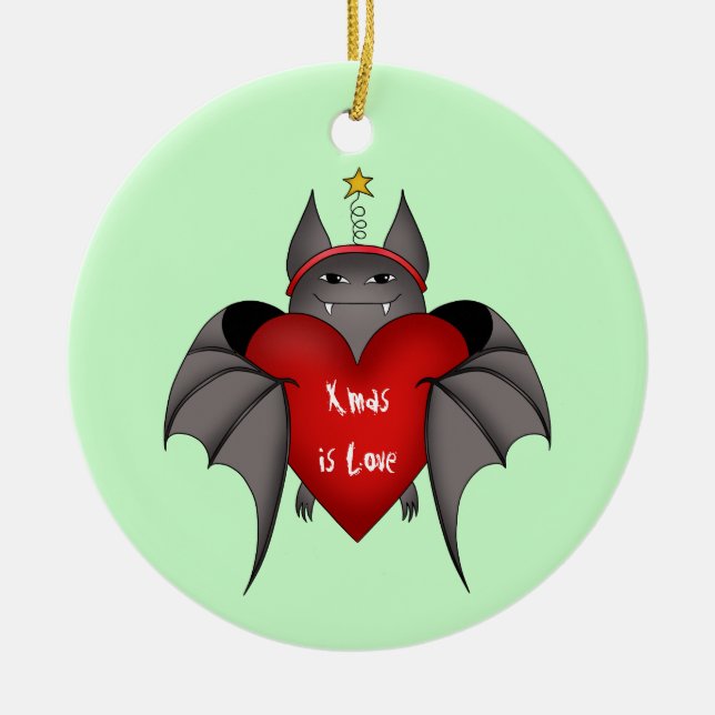 Ornement En Céramique Amorous drôle chauve-souris de Noël gothique (Devant)