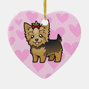 Ornement En Céramique Amour de Yorkshire Terrier (ajoutez votre message)