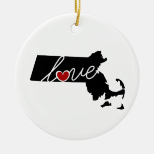 Ornement En Céramique Amour du Massachusetts !  Cadeaux pour des amants