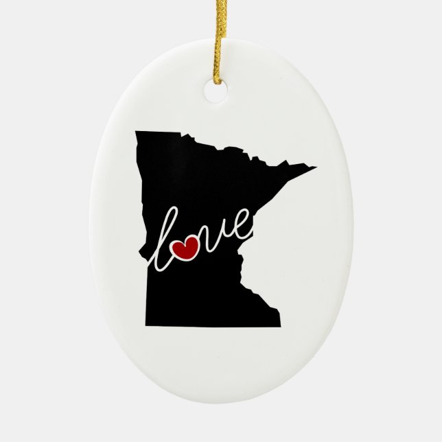 Ornement En Céramique Amour du Minnesota !  Cadeaux pour des amants de (Devant)