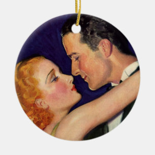 Ornement En Céramique Amour et romance vintage, films rétro d'Hollywood