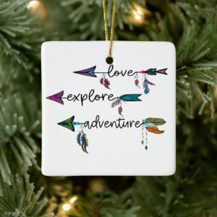 Ornement En Céramique Amour Explore Aventure Arrow Tribal Boho Design