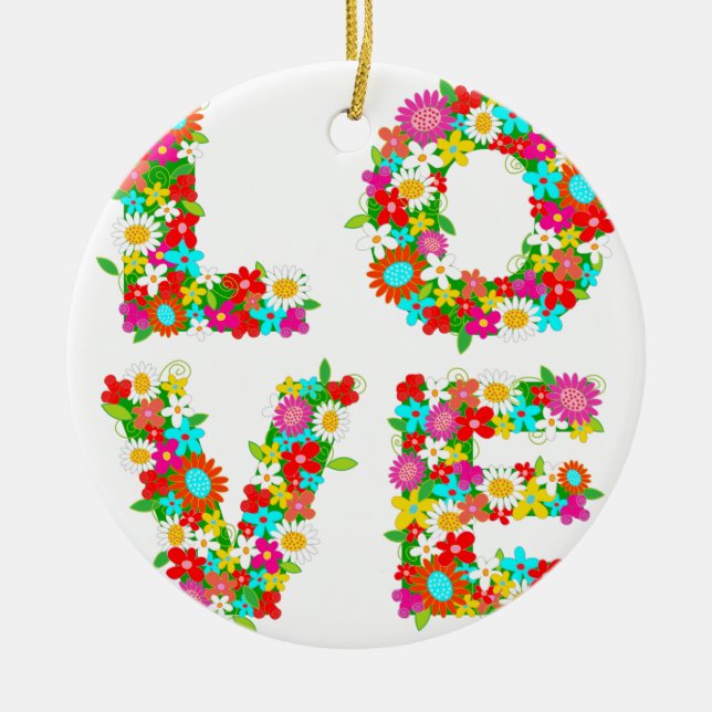 Ornement En Céramique amour floral (Devant)