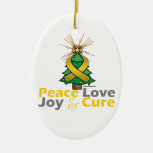 Ornement En Céramique Amour, joie et traitement de paix de Noël de ruba