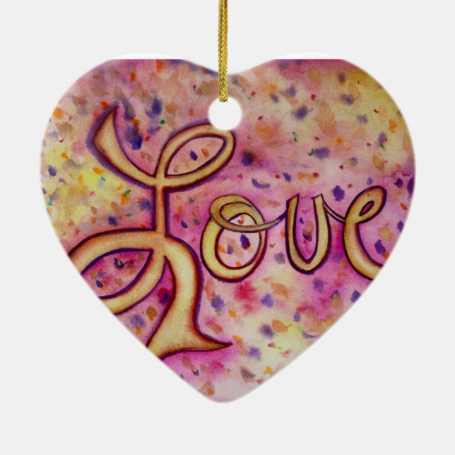 Ornement En Céramique Amour Rose Glamour Art Peinture Ornament (Dos)