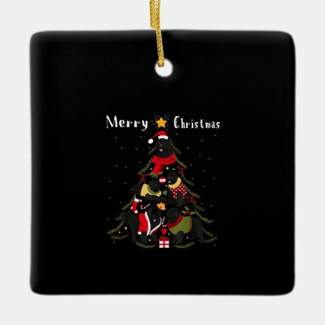 Ornement En Céramique Amoureux des chiens de Noël de Terre-Neuve (Devant)