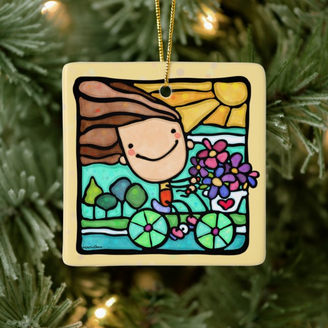 Ornement En Céramique Amours Personnalisables Vélos Équitation Vélo Fill (Arbre)