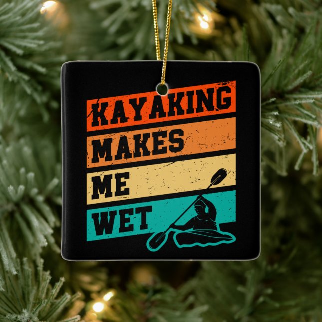 Ornement En Céramique Amusant Kayak Lover Kayaking Retro River Kayaker (Arbre)
