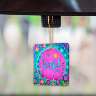 Ornement En Céramique Amusants Floral Espérance rose Joli Coeur Inspiriv