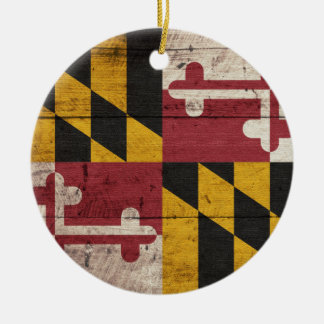Ornement En Céramique Ancien drapeau du Maryland en bois