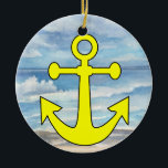 Ornement En Céramique Ancre Paradise Beach<br><div class="desc">Amusez-vous bien avec ceux-ci ! Pensez aux thèmes ! Jouez avec des couleurs arrière - plans, ajoutez ou supprimez du texte, et (moyennant un supplément) customisez le dos avec des images, la couleur, votre logo / infos commerciales, etc. ! Si j'ai ajouté à l'arrière, vous pouvez facilement le supprimer aussi....</div>