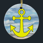 Ornement En Céramique Ancre Paradise Beach<br><div class="desc">Amusez-vous bien avec ceux-ci ! Pensez aux thèmes ! Jouez avec des couleurs arrière - plans, ajoutez ou supprimez du texte, et (moyennant un supplément) customisez le dos avec des images, la couleur, votre logo / infos commerciales, etc. ! Si j'ai ajouté à l'arrière, vous pouvez facilement le supprimer aussi....</div>