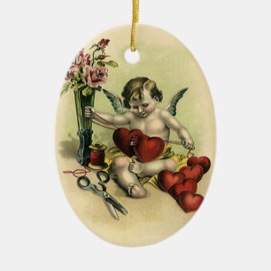 Ornement En Céramique Ange couturière de la Saint-Valentin victorienne v
