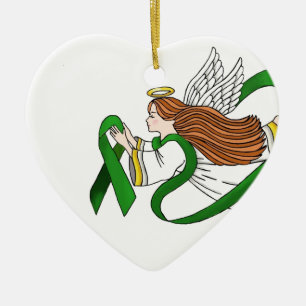 Ornement En Céramique Ange de conscience "de ruban vert"